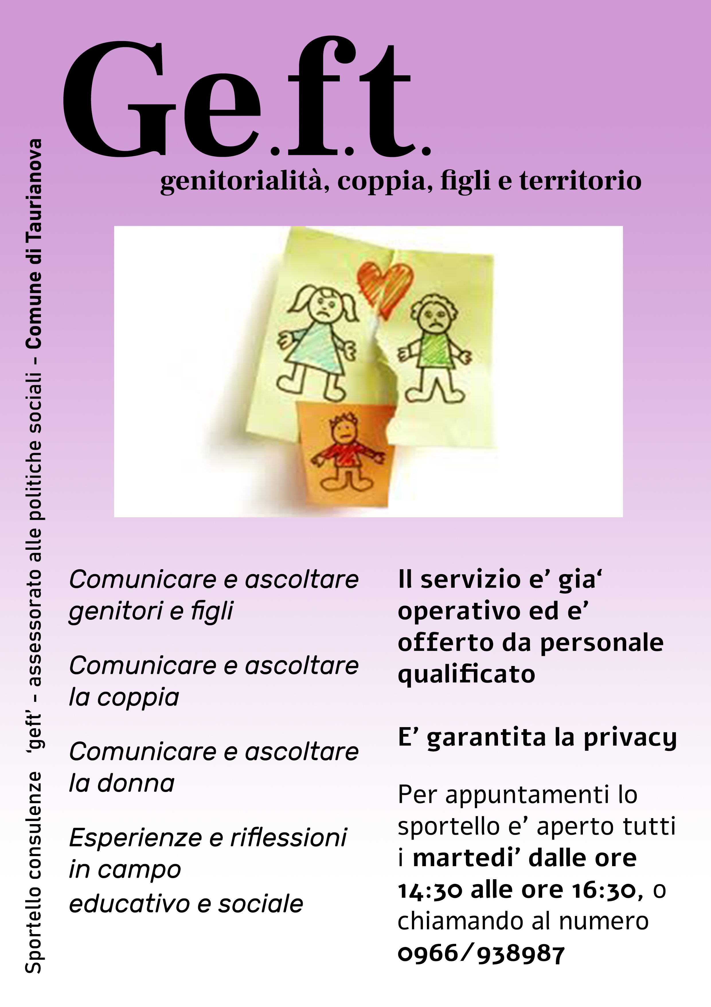 Sportello di ascolto Ge.f.t. genitorialità coppia figli territorio