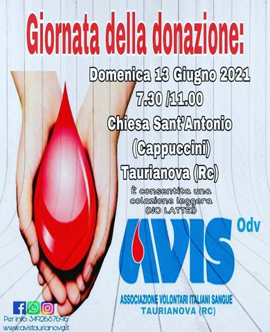 Donazione di Sangue - Domenica (Convento Cappuccini)