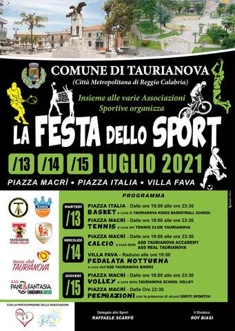 La Festa dello Sport 13 -14-15 Luglio  nelle Piazze di Taurianova. 