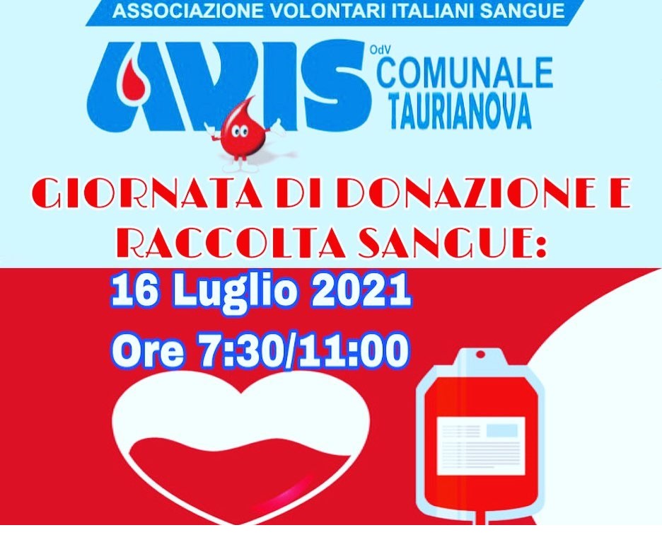 Donazione di Sangue - Venerdì 16 luglio (Madonna del Carmelo)