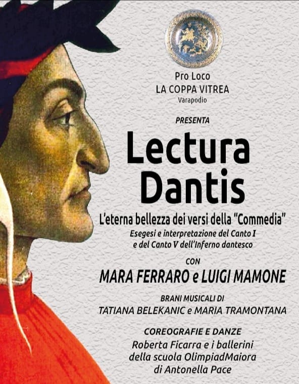 Lectura Dantis. L'Eterna Bellezza dei Versi della Divina Commedia. Domenica 18 Luglio ore 21.30 Villa Fava. 