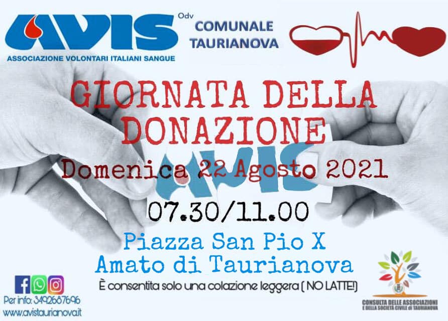 Donazione di Sangue - Domenica 22 agosto (Amato)