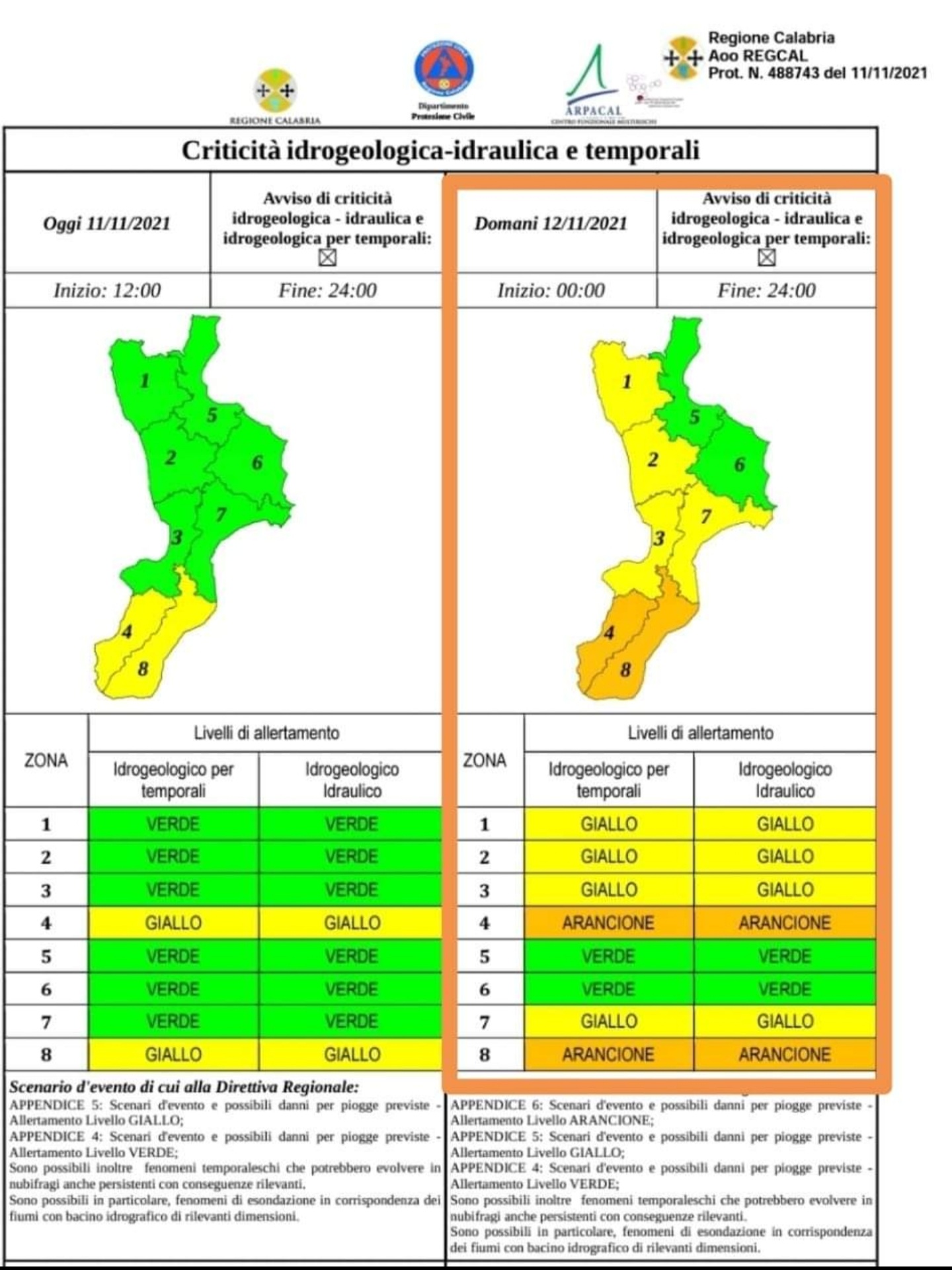 Allerta meteo - 12 novembre 2021